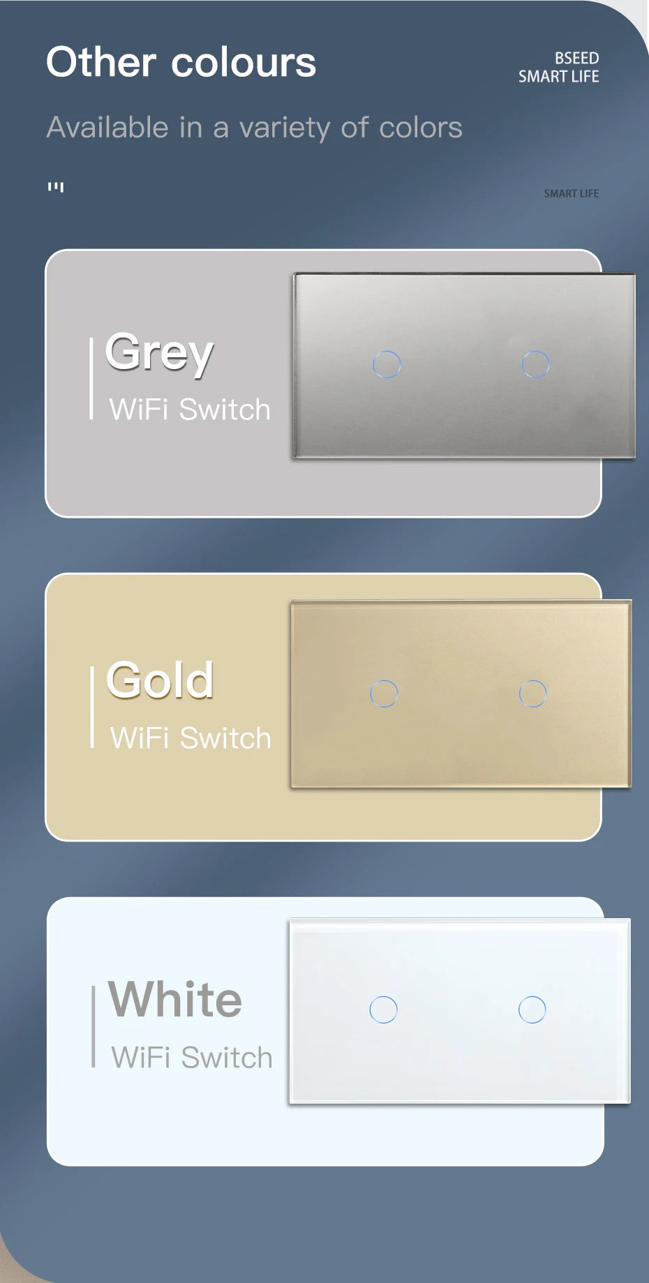 BSEED  Wifi 1/2/3Gang Light Switches Touch Sensor Glass Switch Tuya Smart Life Alexa Control Plus EU Sockets Need Neutral Wire