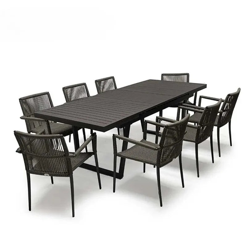 Outdoor Garden Sets Waterpoof Durable Extending square Aluminum Patio Table and Chairs Patio Furniture Sets Outdoor Dining Set