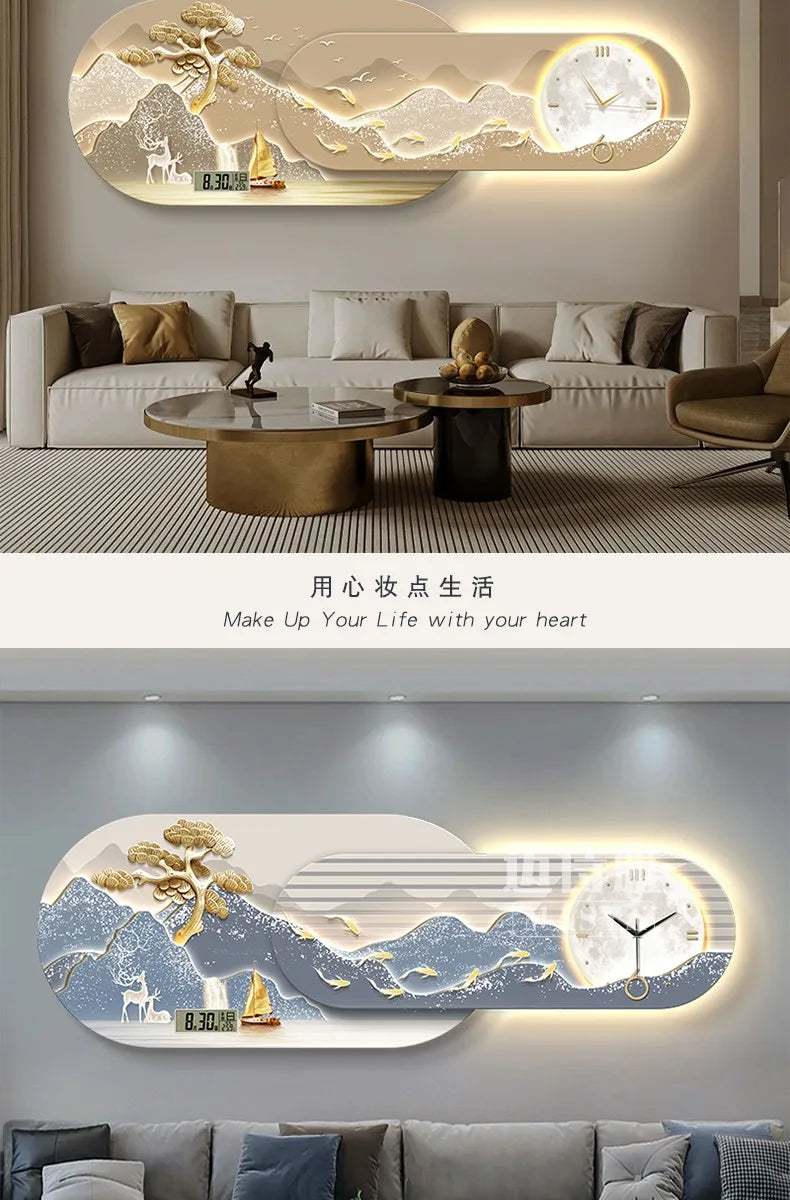 Unique Minimalist Wall Clock Night Light Unique Design Oversized Usa European Wall Clock Kitchen Modern Metal Horloge Decor