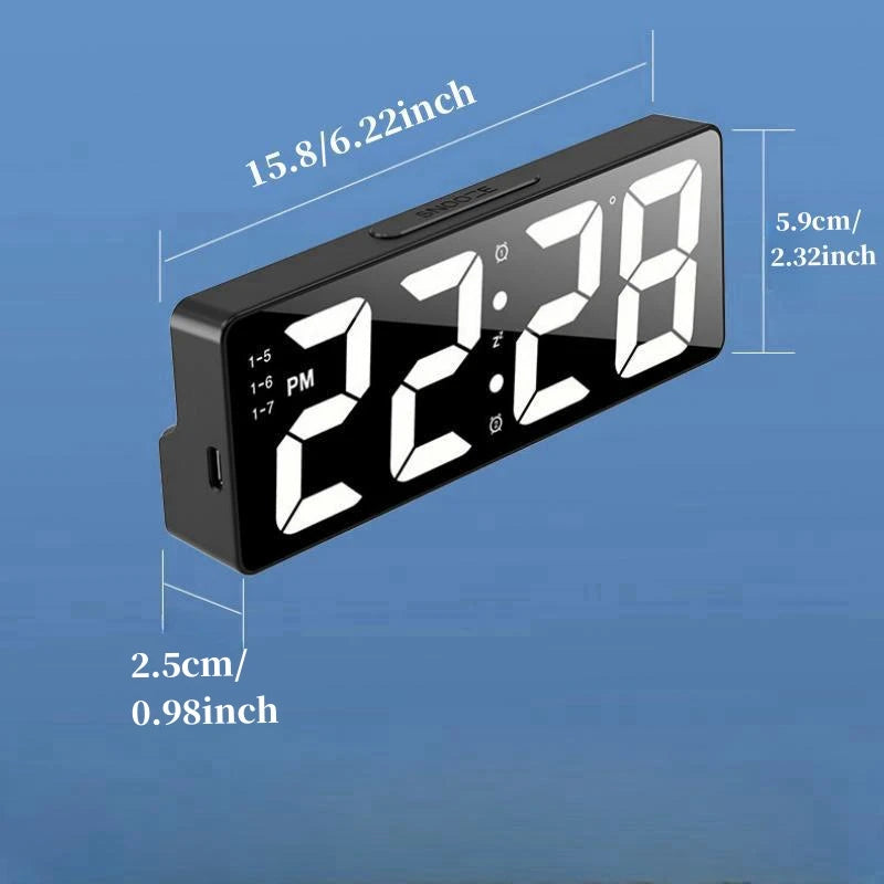 NieNie Digital LED Alarm Clock - Voice Control with Temperature Display