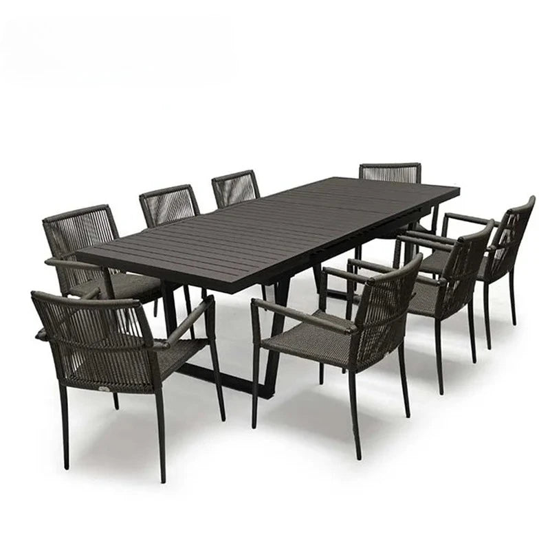 Outdoor Garden Sets Waterpoof Durable Extending square Aluminum Patio Table and Chairs Patio Furniture Sets Outdoor Dining Set