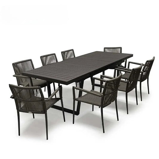 Outdoor Garden Sets Waterpoof Durable Extending square Aluminum Patio Table and Chairs Patio Furniture Sets Outdoor Dining Set