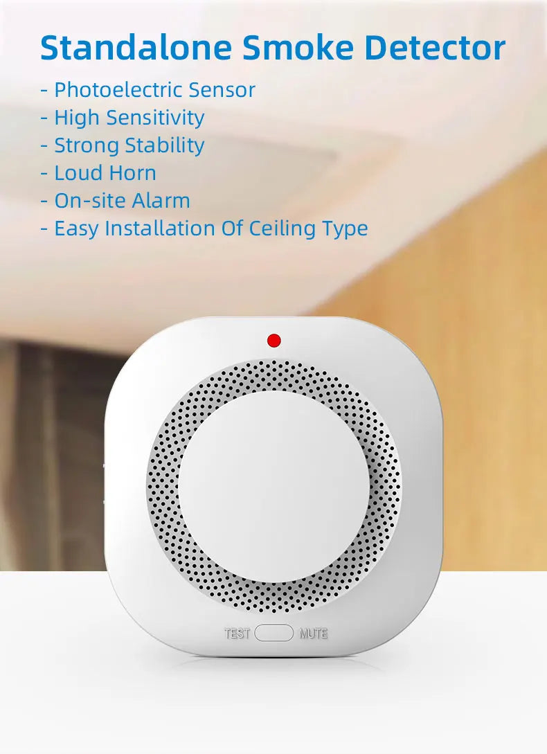 Smart Wireless Smoke Detector - Fire Alarm with 85dB Alert