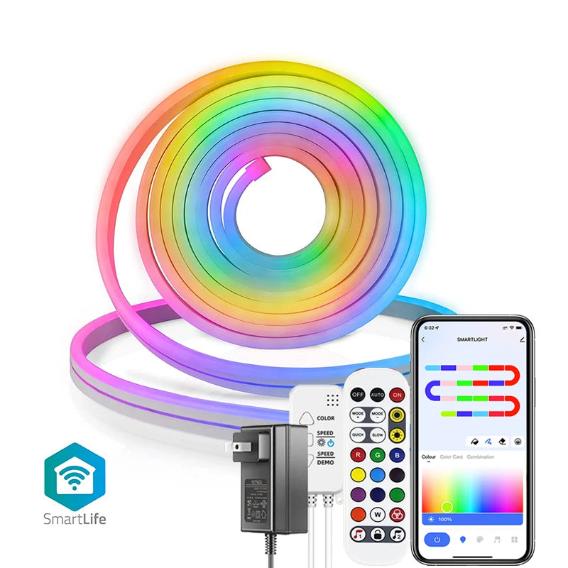 TUYA Smart RGBIC Neon LED Strip Lights | Music Sync | App & Voice Control | IP65 Waterproof