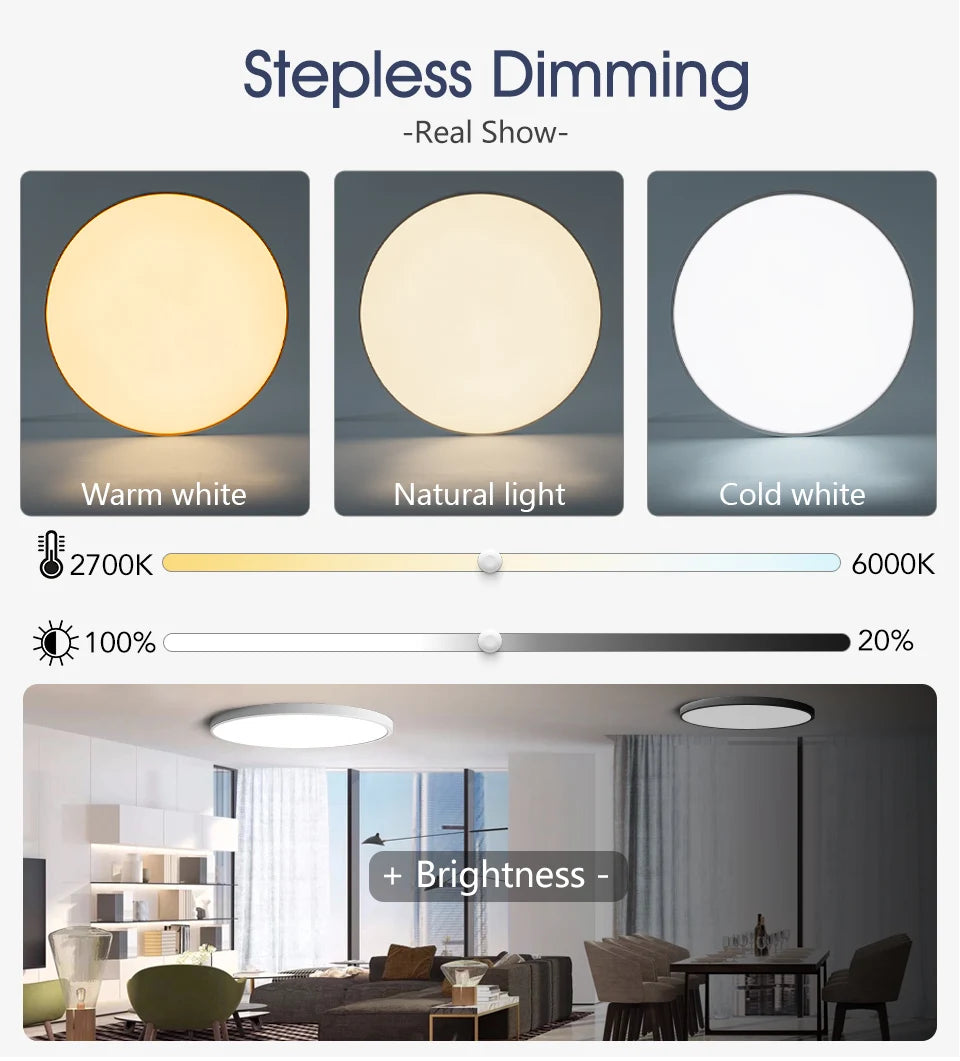 Smart LED Ceiling Light - Modern Dimmable with Remote Control