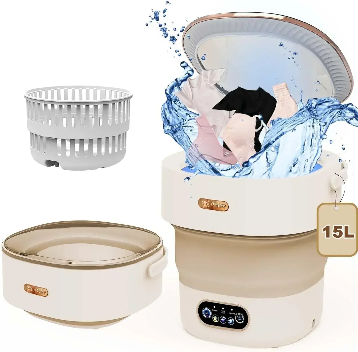 15L Foldable Washing Machine with Spin Dryer  Apartments Travel Portable Socks Underwear Panties Baby Clothe Washer Machine