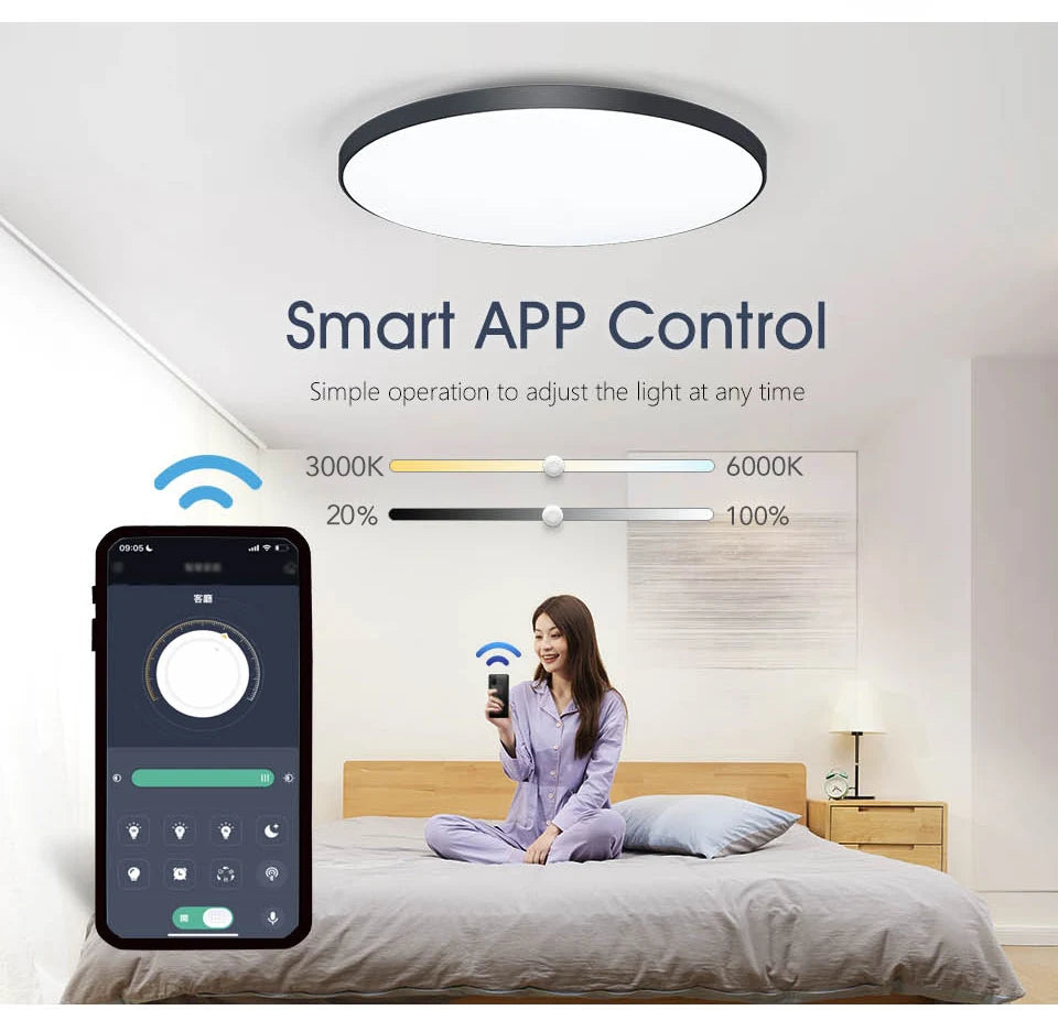 Smart LED Ceiling Light - Modern Dimmable with Remote Control