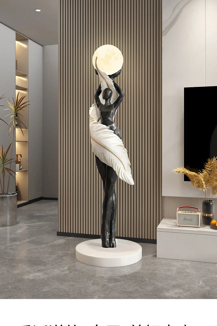 Home Decor Abstract Girl Statues Floor Decor Living Room Large Welcome Sculptures Artistic Ornaments Housewarming Gift Figurines