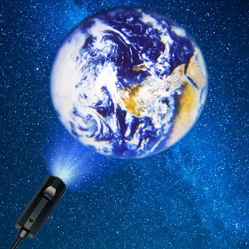 USB Moon & Earth Projection Night Light - Ceiling Atmosphere Projector