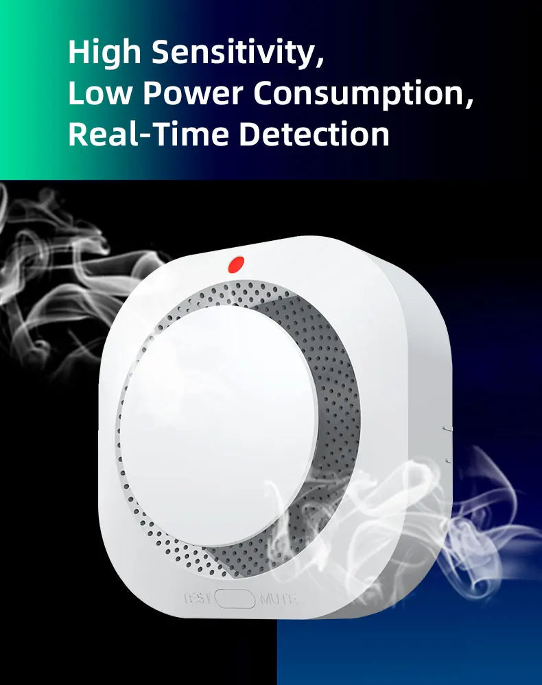 Smart Wireless Smoke Detector - Fire Alarm with 85dB Alert