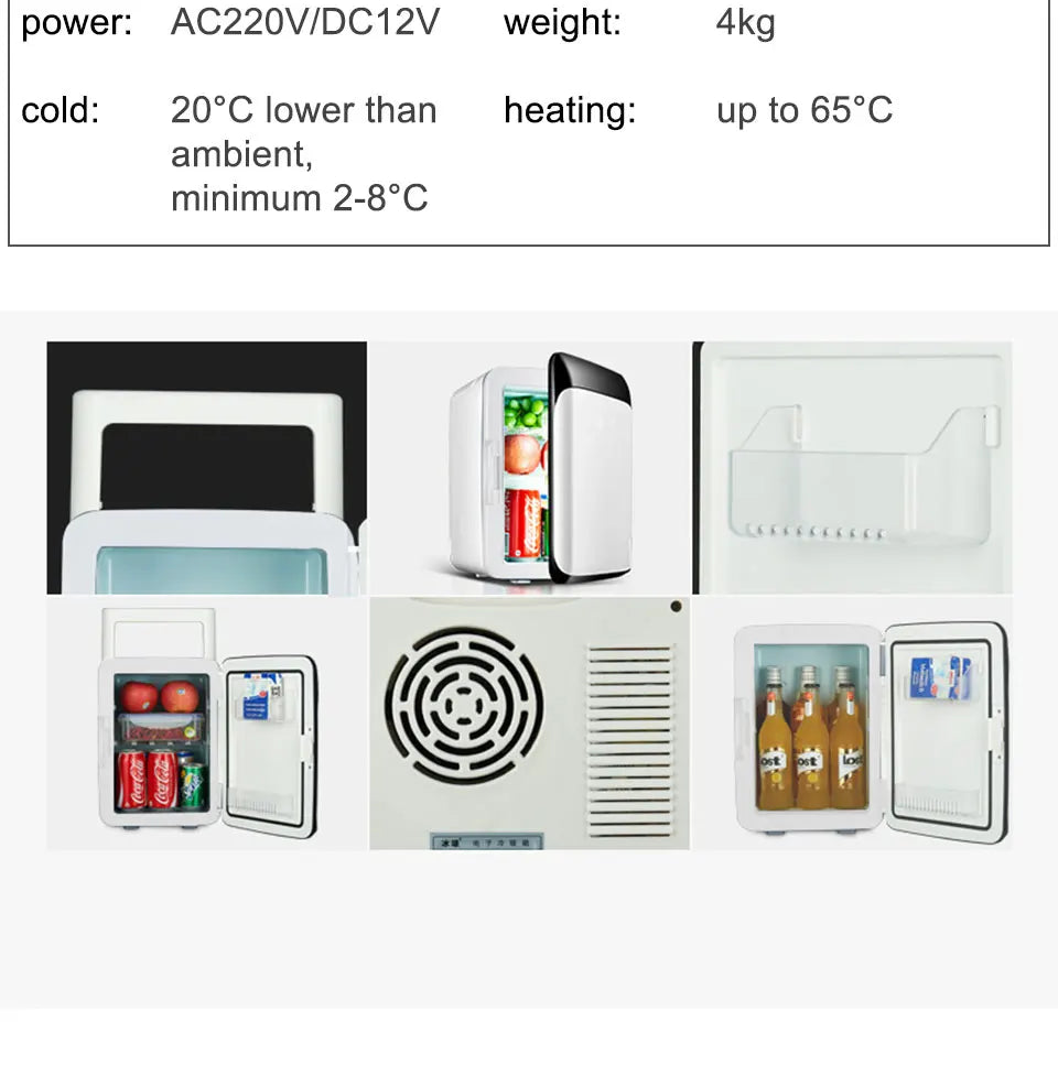 10 liters mini refrigerator car home dual-use car refrigerator car heating and cooling box dormitory insulin refrigerator
