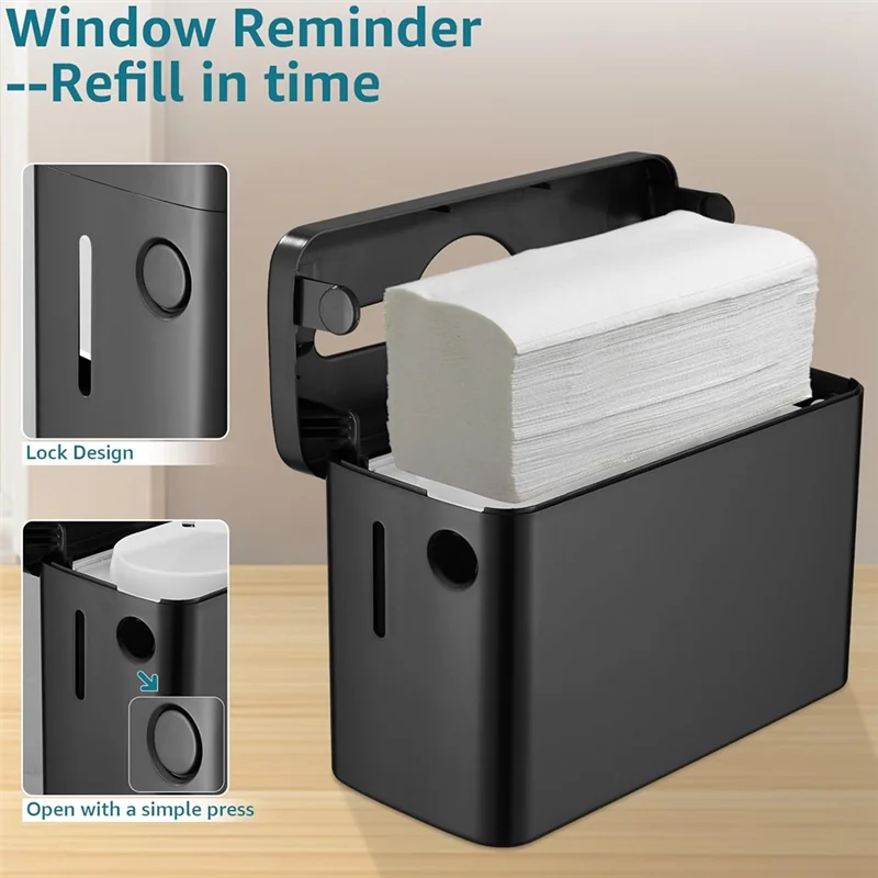 ABJI-Multifold Trifold Paper Towel Dispenser Countertop Commercial Hand Towel Dispenser Bathroom Black