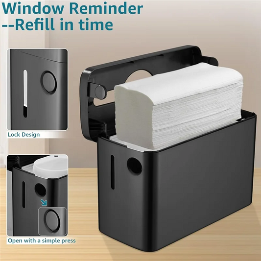 ABJI-Multifold Trifold Paper Towel Dispenser Countertop Commercial Hand Towel Dispenser Bathroom Black