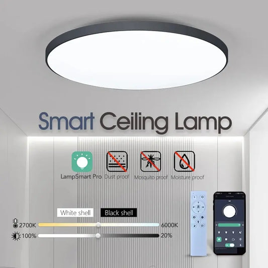 Smart LED Ceiling Light - Modern Dimmable with Remote Control